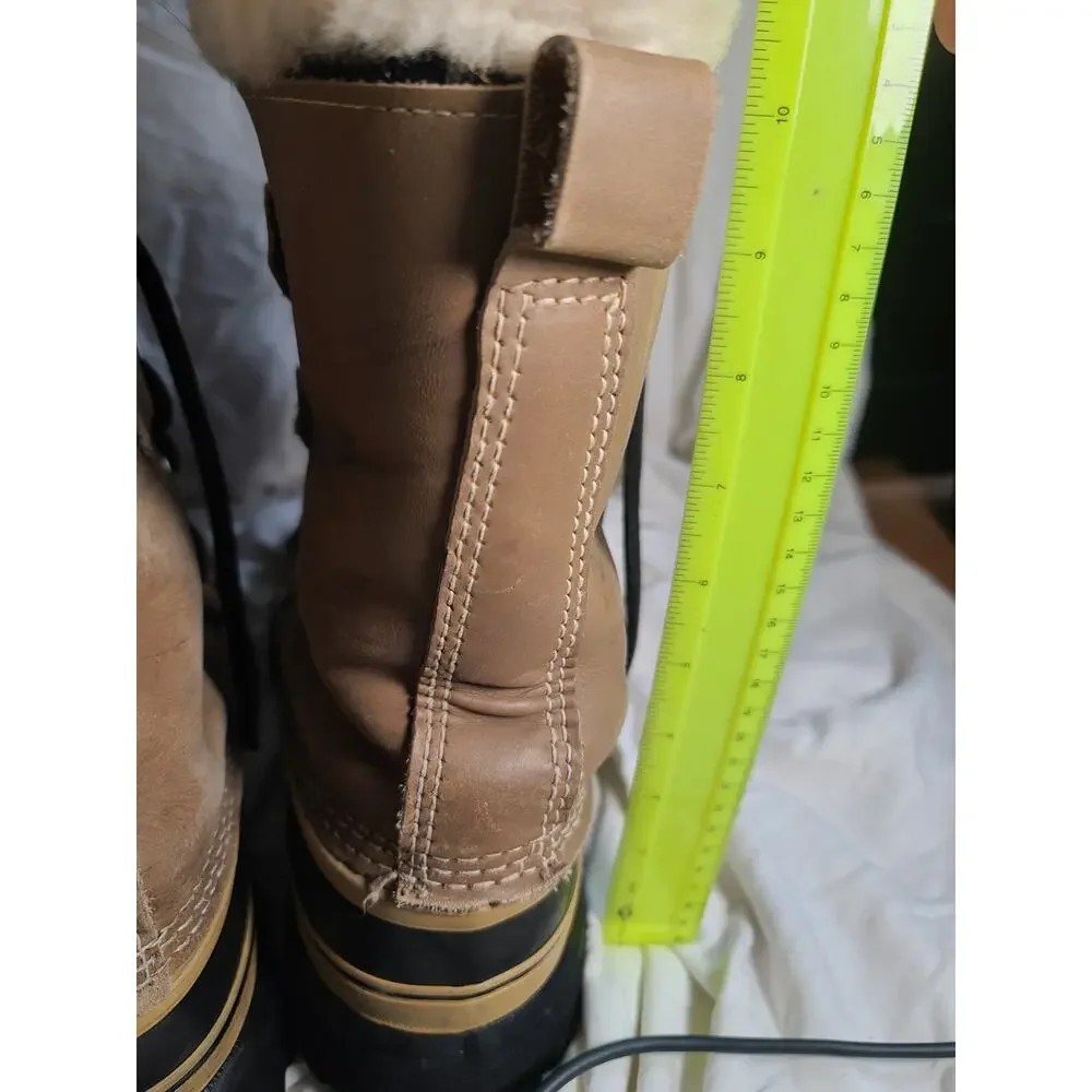 Sorel Men Tan and Black Waterproof Snow Boot with Shearling Collar